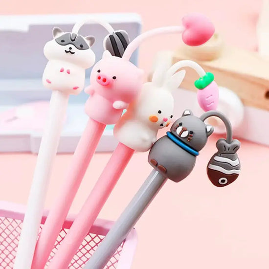 12 Pcs Cute Pet Pens Set - Creative Cartoon Writing Tools for Small Fresh Student Exam, School Supplies
