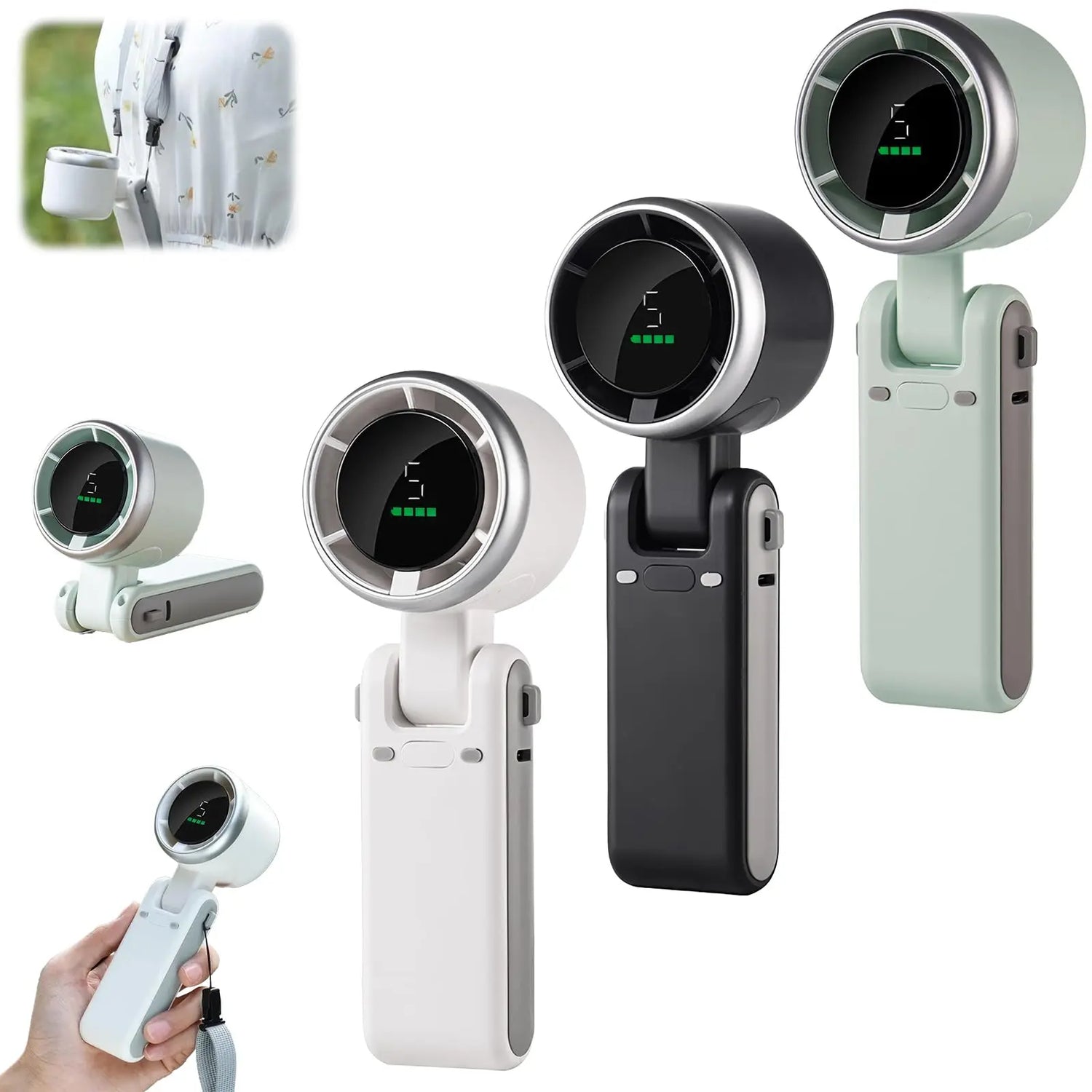 Hanging Neck Outdoor 180 Degree Folding Desktop Mini Fan Hand-held Folding High-speed Powerful Turbo Fan - HASHTAG