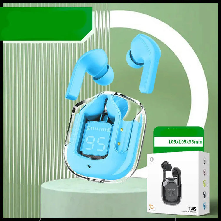 New Mini Transparent Wireless Bluetooth Headset Digital Display ENC Noise Reduction True Wireless Sports Music HASHTAG BAR TABACCHI