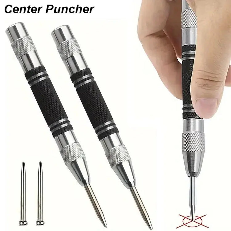 Auto Center Puncher Hole Marker Wood Metal Steel Spring Load Kerner Drill Locator Heavy Duty Punch Carpentry Automatic Hand Tool - HASHTAG