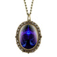 New 12 Constellation Astrology Oval Pocket Watch Unique Fluorescent Blue Zodiac Necklace Pendant Quartz Birthday Gift for Friend
