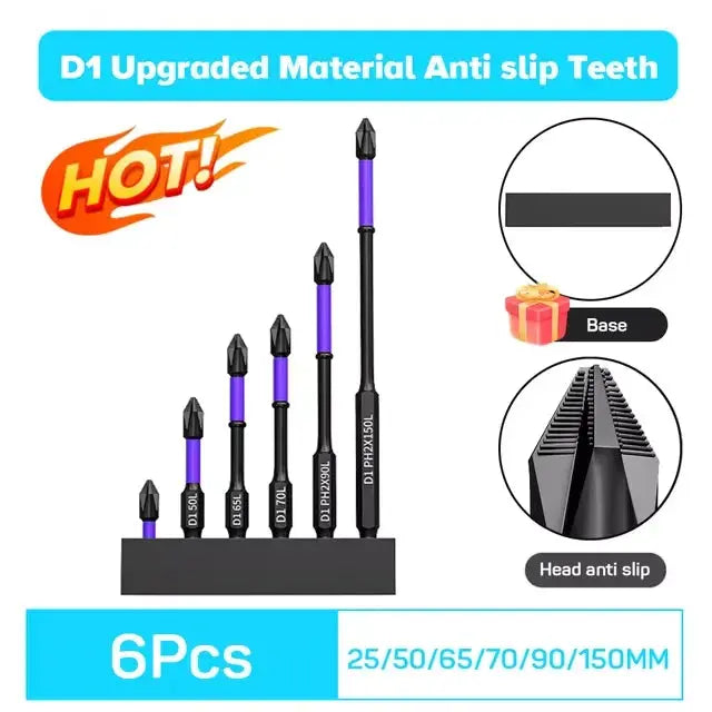 6/12 Pcs Magnetic Screwdriver Bits Non-slip Shockproof Phillips Impact Bits Hex Shank Alloy Steel Bits Suitable for Power Tools - HASHTAG