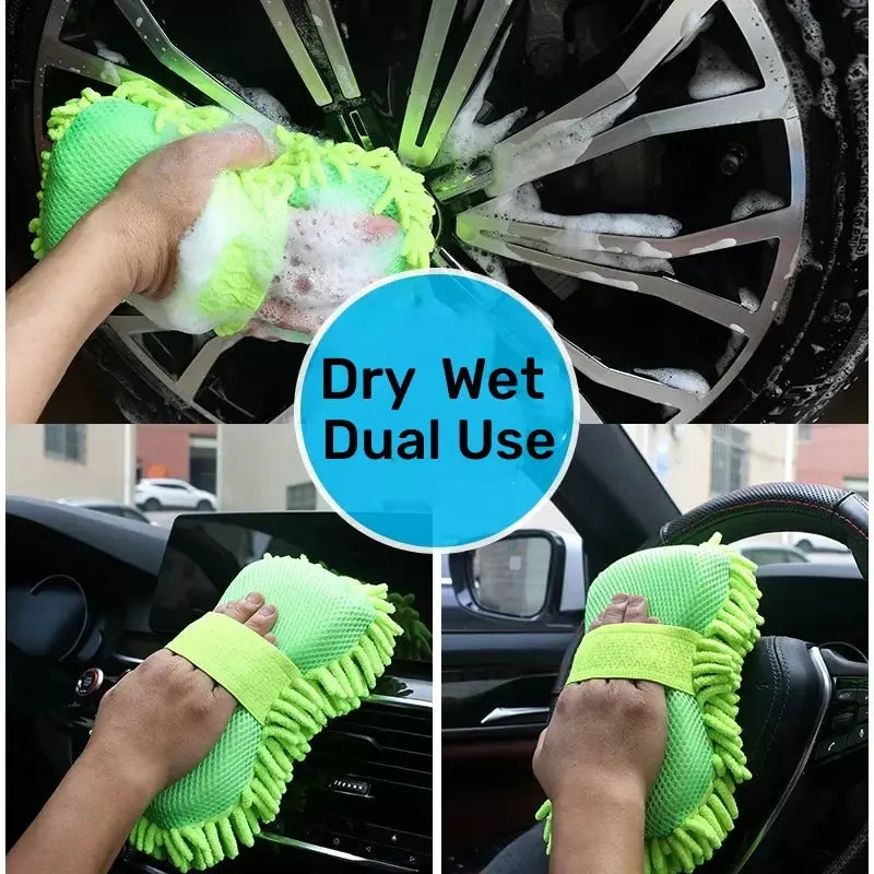 Microfiber Car Washer Sponge Cleaning Car Care Detailing Brushes Washing Towel Auto Gloves Styling Accessories - HASHTAG