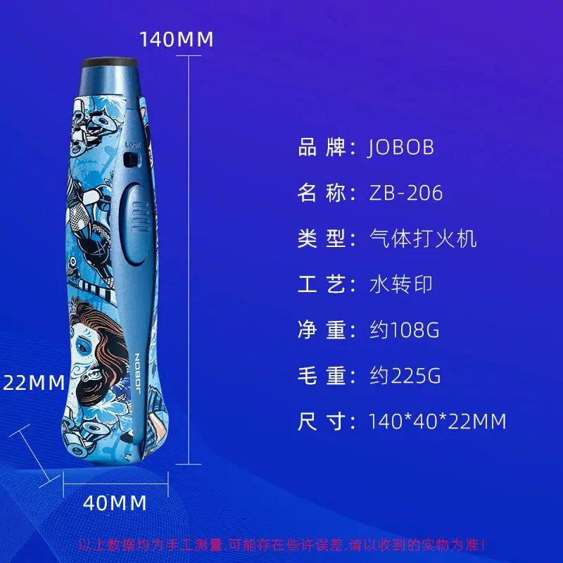 Jobon New High-powered Flamethrower Metal Inflatable Windproof Blue-flame Cigar Lighter Men&