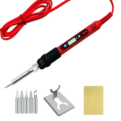 80W Soldering iron kit adjustable temperature LCD solder welding tools Ceramic heater soldering tips Tweezers soldering wire - HASHTAG