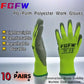 10 Pairs PU Coated Work Gloves - Lightweight, Durable Safety Gloves EN 388/ISO20471 Certified, Sizes S/M/L/XL