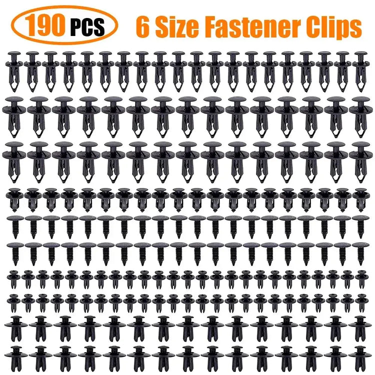 190pcs Car Retainer Clips 6 Size Plastic Fasteners Kit Auto Trim Panel Clip Mixed Car Body Bumper Rivet Set - HASHTAG