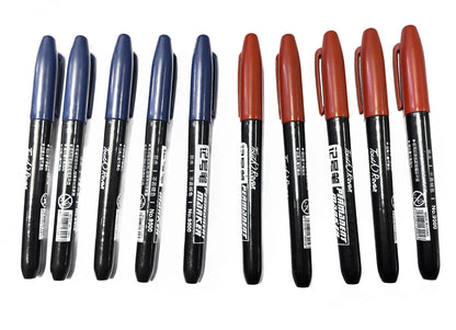 6 PCS Permanent Marker Pen Manga Drawing Markers Black Blue Red Waterproof Ink Sketch Pens Stationery Art School Supplies - HASHTAG