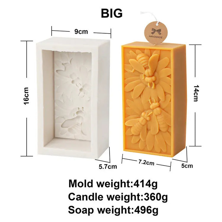 Candle Mold Silicone 3 Bees Beeswax Block - HASHTAG
