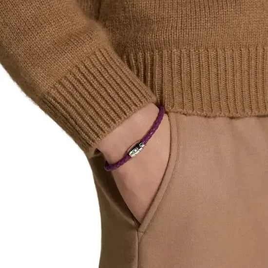 Montblanc bracciale in acciaio a 3 anelli e pelle Meisterstück Cassis misura L 13431368 Capodagli 1937