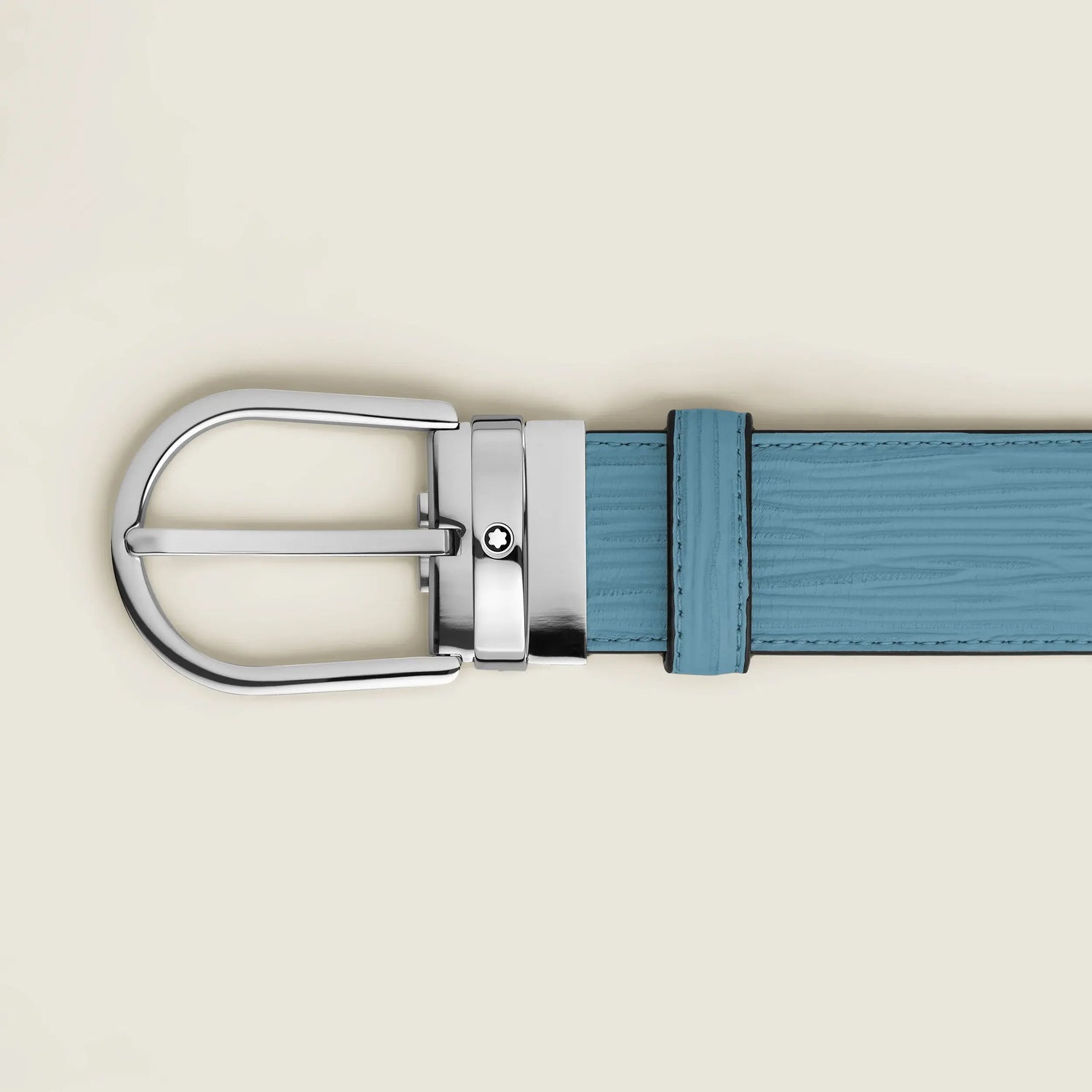 Montblanc cintura 35 mm pelle blu fumé con fibbia a ferro di cavallo 199645 Capodagli 1937