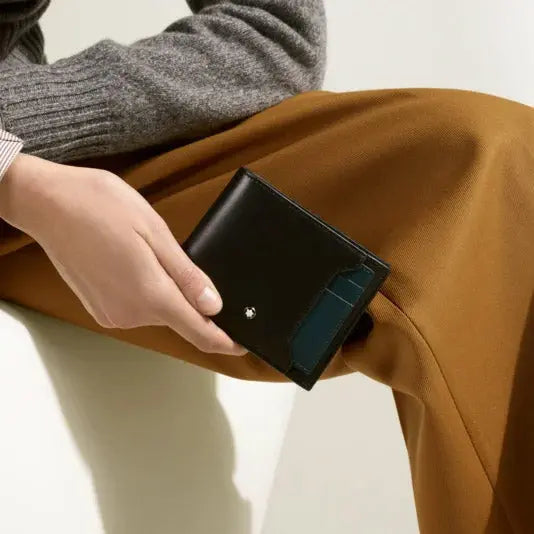 Montblanc portafoglio 6 scomparti con porta carte amovibile Soft blu legion 198745 Capodagli 1937