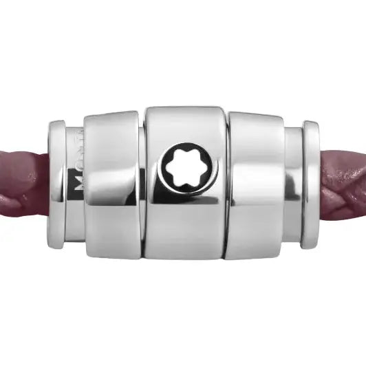Montblanc bracciale in acciaio a 3 anelli e pelle Meisterstück Cassis misura L 13431368 Capodagli 1937