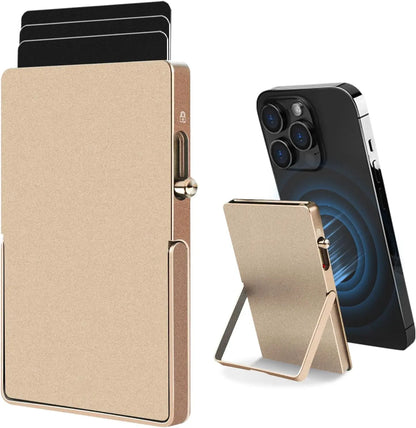 RFID Blocking Wallet Minimalist Slim Card Holder for Magsafe with Adjustable Stand, Metal Pop Up Magnetic Wallet  for Men TOYFID-7
