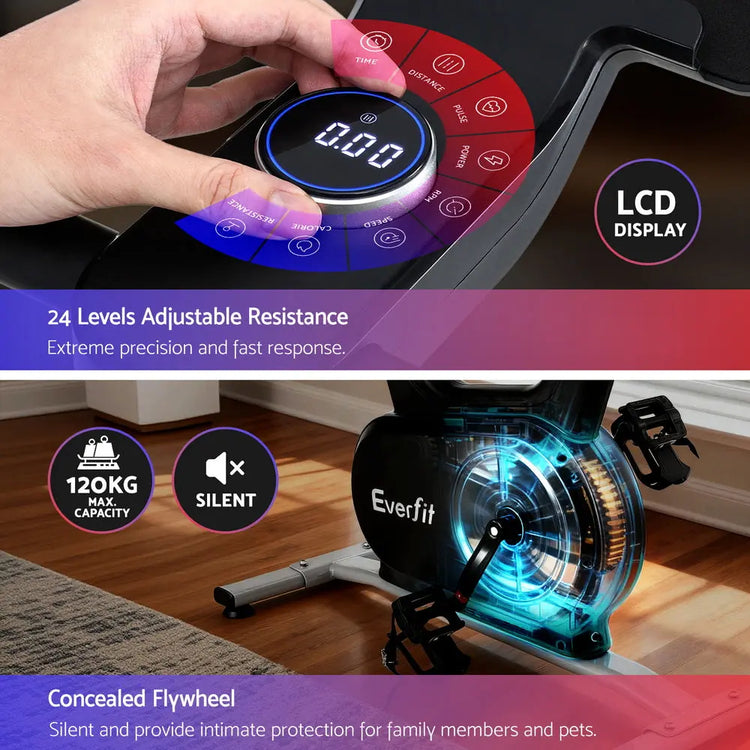Everfit Exercise Bike Spin Bike Electromagnetic Smart Home Fitness 24-Level Resistance 120kg Bluetooth-4