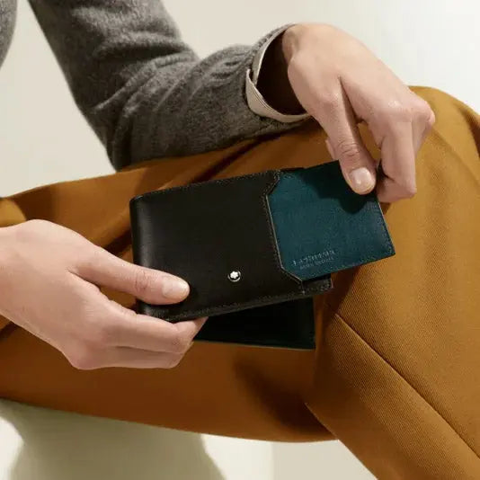 Montblanc portafoglio 6 scomparti con porta carte amovibile Soft blu legion 198745 Capodagli 1937