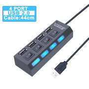 Hub USB 3.0 Hub USB 3 USB 2.0 Multi USB Splitter Adattatore di alimentazione Espansore multiplo 4/7 porte 2.0 con interruttore per accessori PC HASHTAG