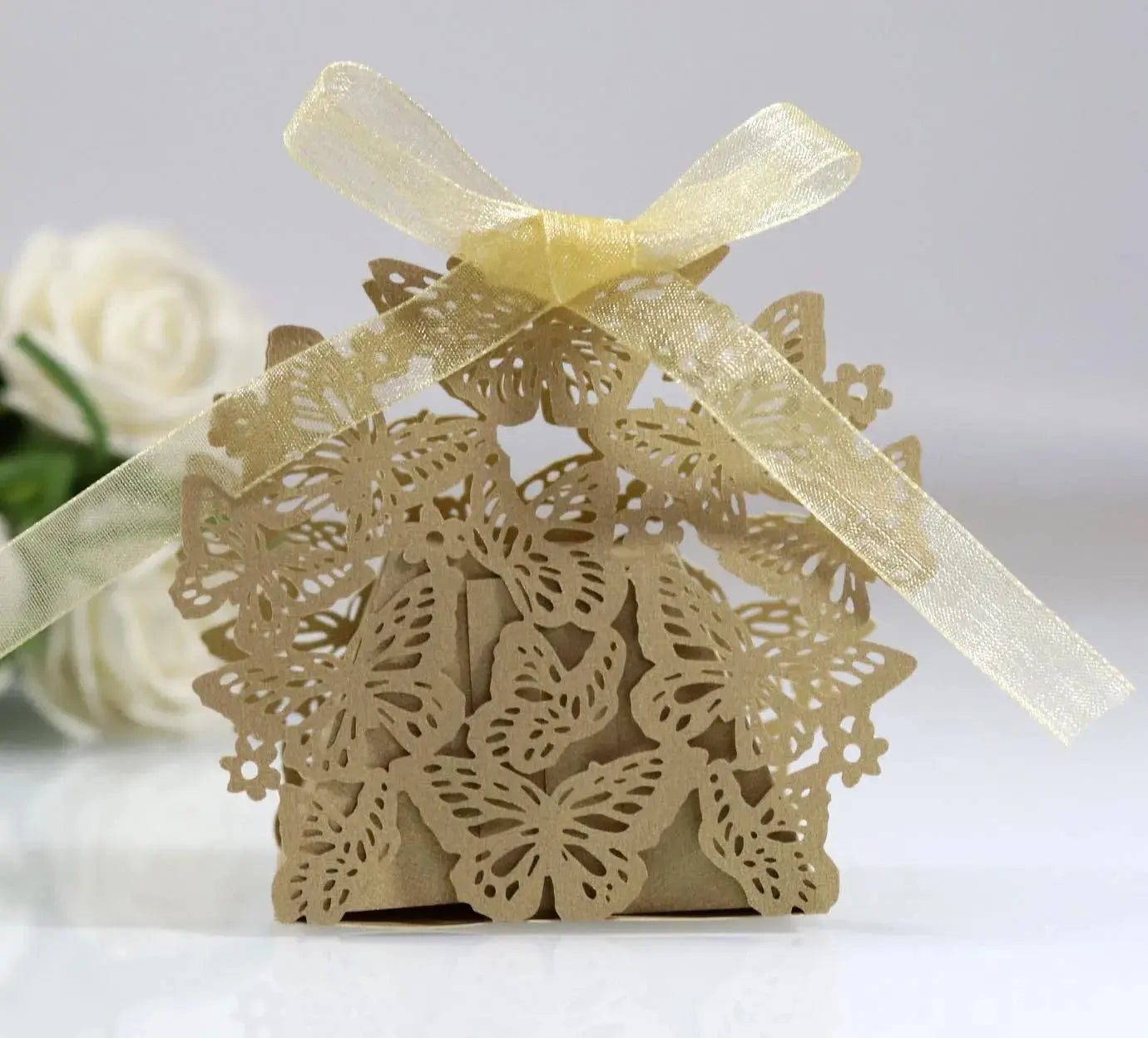 Butterfly Carriage Favor Gift Candy Box  Laser Cut With Ribbon. - HASHTAG