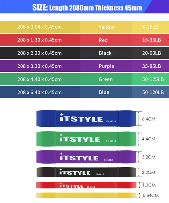Fasce di resistenza per trazioni in gomma fitness, espansore di potenza Yoga Crossfit sospeso, 41" 208 cm - My Hashtag Shop