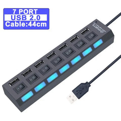 Hub USB 3.0 Hub USB 3 USB 2.0 Multi USB Splitter Adattatore di alimentazione Espansore multiplo 4/7 porte 2.0 con interruttore per accessori PC HASHTAG
