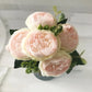 Silk Peony Artificial Flowers Bouquet 5 Big Head 30cm Rose Pink Liebe - Making Life Easier