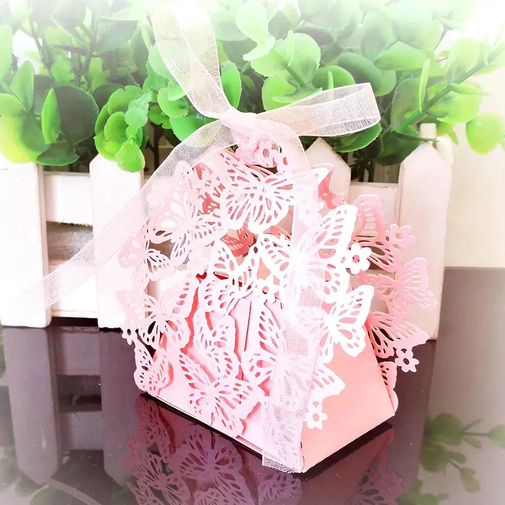 Butterfly Carriage Favor Gift Candy Box  Laser Cut With Ribbon. - HASHTAG