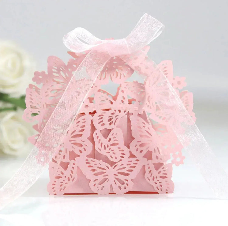 Butterfly Carriage Favor Gift Candy Box  Laser Cut With Ribbon. - HASHTAG