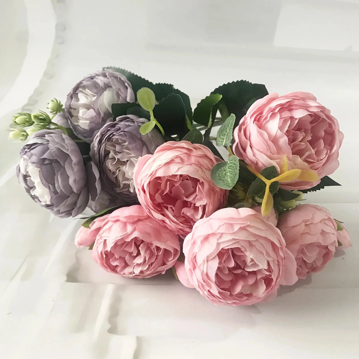 Silk Peony Artificial Flowers Bouquet 5 Big Head 30cm Rose Pink Liebe - Making Life Easier