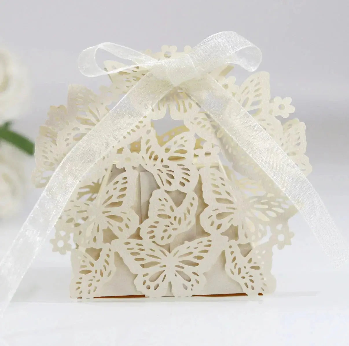 Butterfly Carriage Favor Gift Candy Box  Laser Cut With Ribbon. - HASHTAG