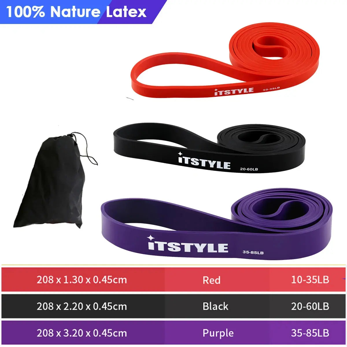 Fasce di resistenza per trazioni in gomma fitness, espansore di potenza Yoga Crossfit sospeso, 41" 208 cm - My Hashtag Shop