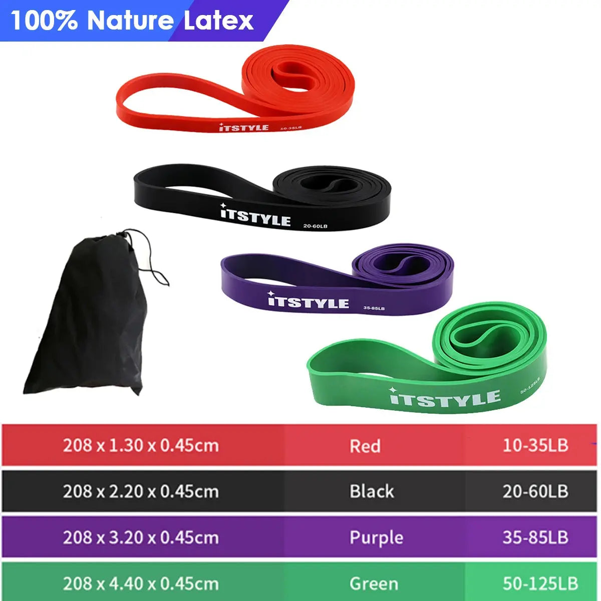 Fasce di resistenza per trazioni in gomma fitness, espansore di potenza Yoga Crossfit sospeso, 41" 208 cm - My Hashtag Shop
