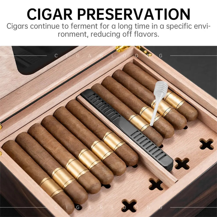 Humidor per sigari con coperchio in vetro, moderno portasigari in leg - My Hashtag Shop