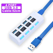 Hub USB 3.0 Hub USB 3 USB 2.0 Multi USB Splitter Adattatore di alimentazione Espansore multiplo 4/7 porte 2.0 con interruttore per accessori PC HASHTAG