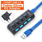 Hub USB 3.0 Hub USB 3 USB 2.0 Multi USB Splitter Adattatore di alimentazione Espansore multiplo 4/7 porte 2.0 con interruttore per accessori PC HASHTAG