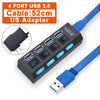 Hub USB 3.0 Hub USB 3 USB 2.0 Multi USB Splitter Adattatore di alimentazione Espansore multiplo 4/7 porte 2.0 con interruttore per accessori PC HASHTAG