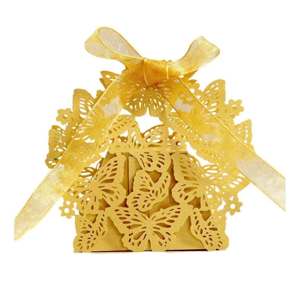 Butterfly Carriage Favor Gift Candy Box  Laser Cut With Ribbon. - HASHTAG