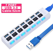 Hub USB 3.0 Hub USB 3 USB 2.0 Multi USB Splitter Adattatore di alimentazione Espansore multiplo 4/7 porte 2.0 con interruttore per accessori PC HASHTAG