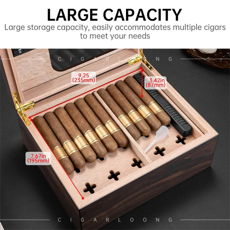 Humidor per sigari con coperchio in vetro, moderno portasigari in leg - My Hashtag Shop