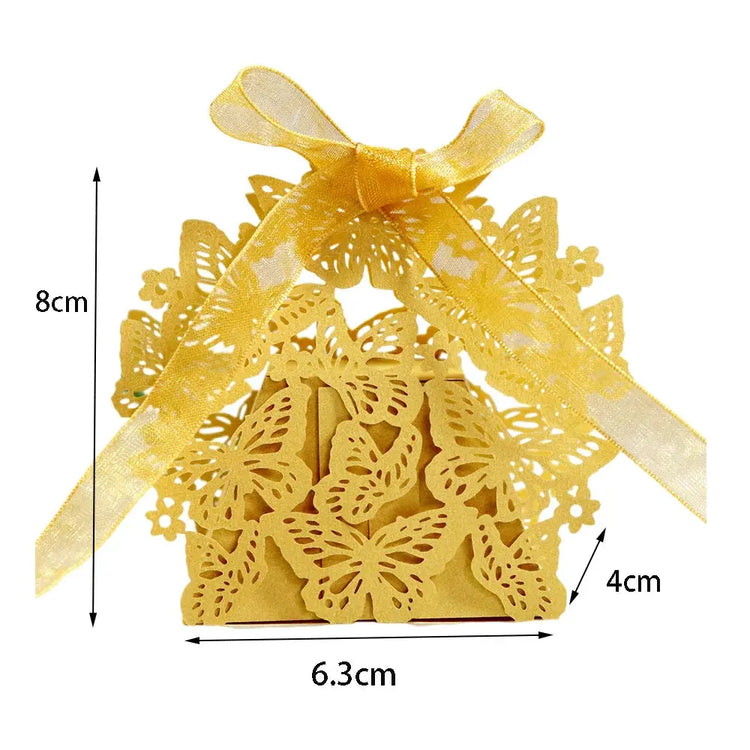 Butterfly Carriage Favor Gift Candy Box  Laser Cut With Ribbon. - HASHTAG