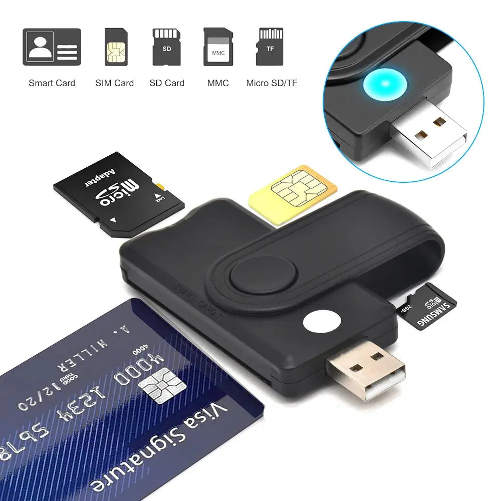 UTHAI per Windows 7 8 10 Linux OS, lettore di smart card USB SIM, per scheda bancaria IC/ID EMV SD TF Lettore di schede MMC USB-CCID ISO 7816 - My Hashtag Shop