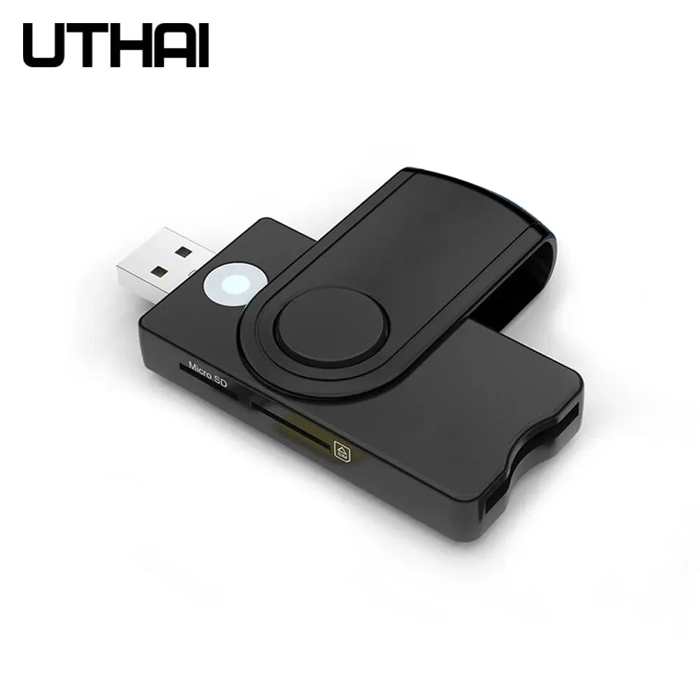 UTHAI per Windows 7 8 10 Linux OS, lettore di smart card USB SIM, per scheda bancaria IC/ID EMV SD TF Lettore di schede MMC USB-CCID ISO 7816 - My Hashtag Shop
