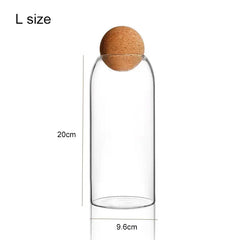 Glass storage jar with wooden lid, kitchen glass jars with lid, glass bottle container, cereal container HASHTAG