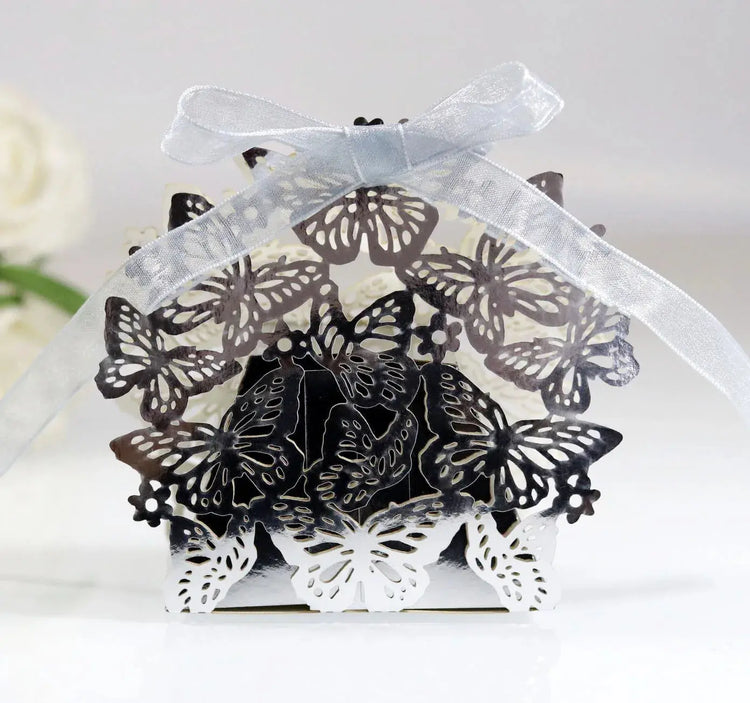 Butterfly Carriage Favor Gift Candy Box  Laser Cut With Ribbon. - HASHTAG