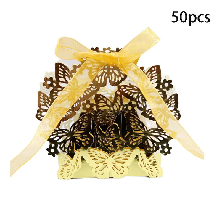 Butterfly Carriage Favor Gift Candy Box  Laser Cut With Ribbon. - HASHTAG