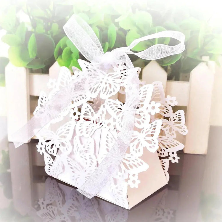 Butterfly Carriage Favor Gift Candy Box  Laser Cut With Ribbon. - HASHTAG