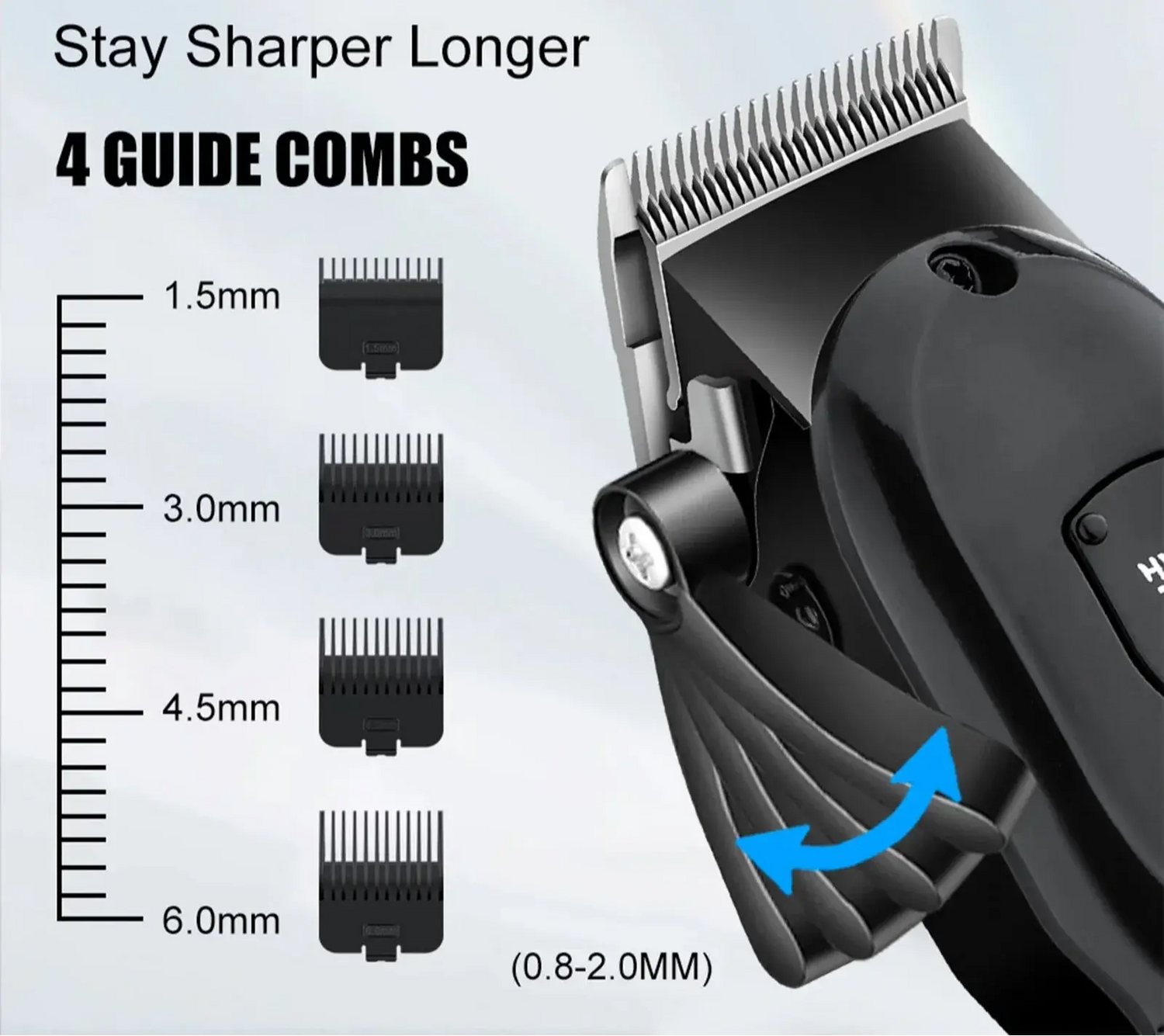 NNEOBA Professional Cordless Hair Clipper Set Wet & Dry Grooming Kit Black-3