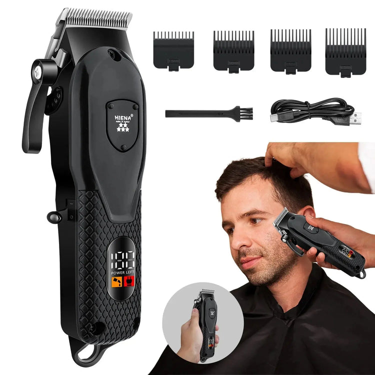 NNEOBA Professional Cordless Hair Clipper Set Wet & Dry Grooming Kit Black-1