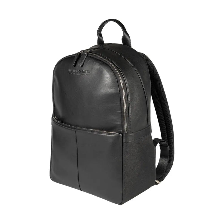 RB2001A | Netbook/Tablet Carrier Backpack in Nylon/Vera Leather, with light grain. Zipper closure and adjustable shoulder straps - Black color - Dimensions: 27 x 38 x 14 cm. Packaging: Non-Woven Fabric Bag-0