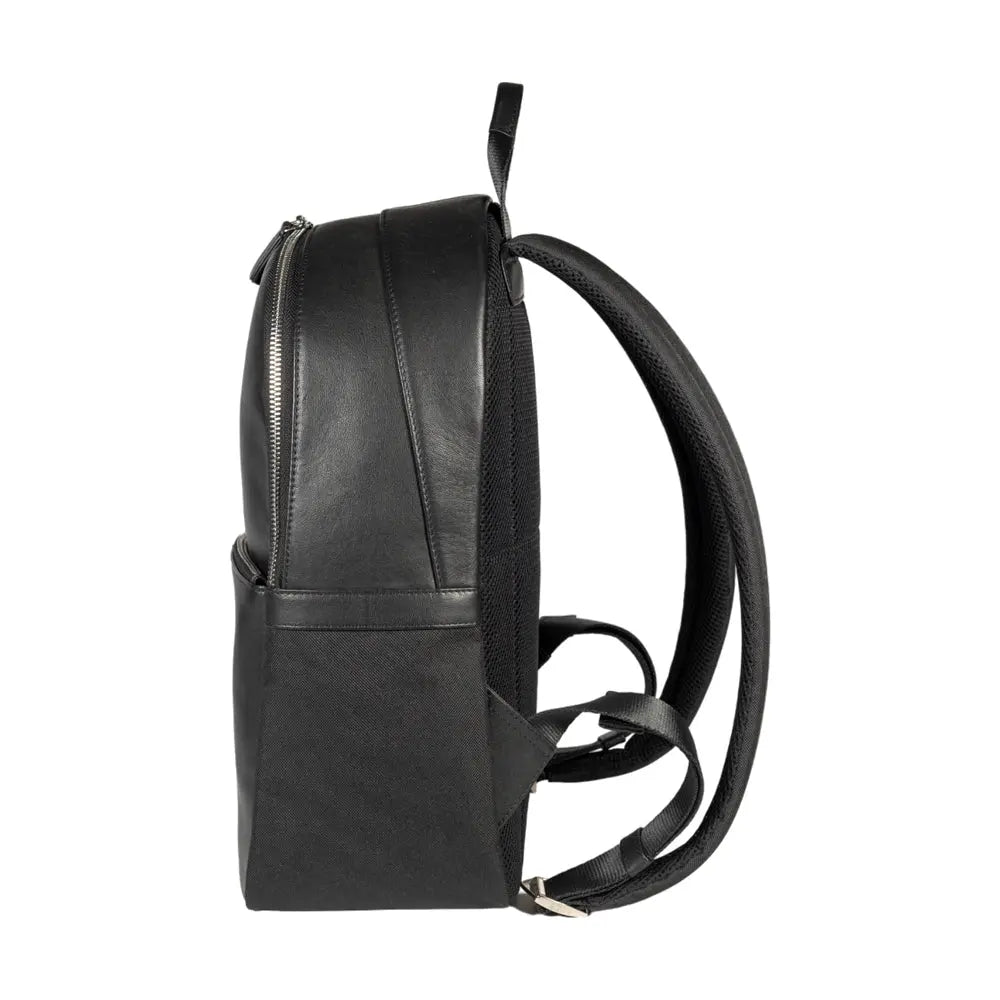 RB2001A | Netbook/Tablet Carrier Backpack in Nylon/Vera Leather, with light grain. Zipper closure and adjustable shoulder straps - Black color - Dimensions: 27 x 38 x 14 cm. Packaging: Non-Woven Fabric Bag-2