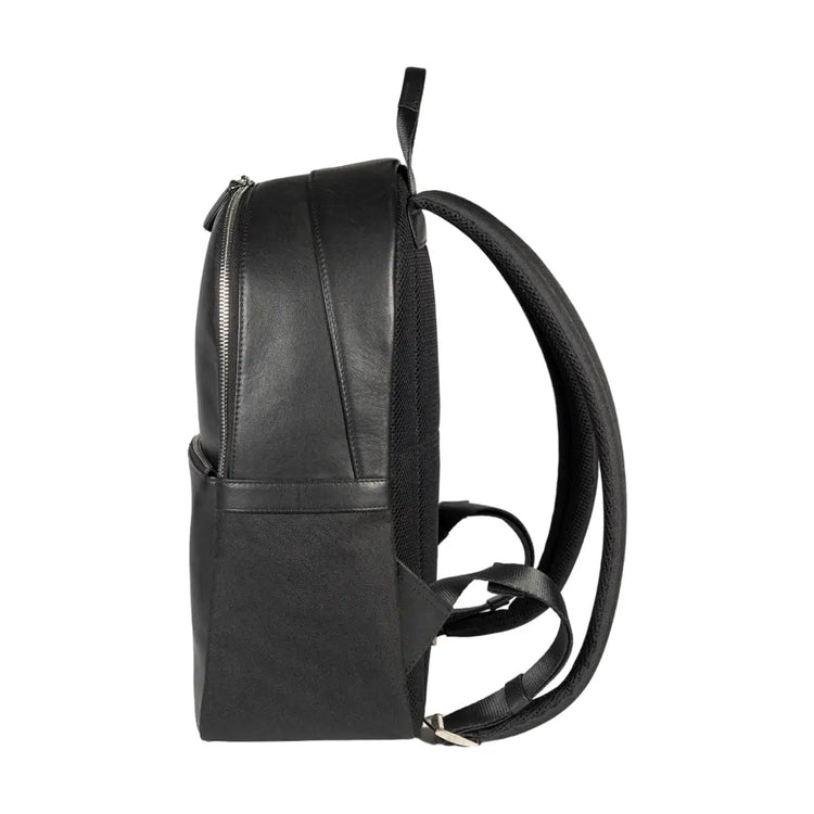 RB2001A | Netbook/Tablet Carrier Backpack in Nylon/Vera Leather, with light grain. Zipper closure and adjustable shoulder straps - Black color - Dimensions: 27 x 38 x 14 cm. Packaging: Non-Woven Fabric Bag-2